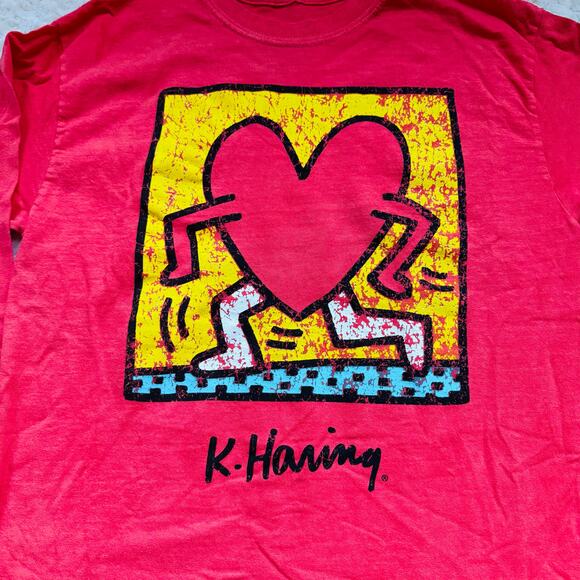Urban Outfitters Unisex Keith Haring Red Running Heart Long Sleeve T Shirt M NEW - Picture 4 of 7